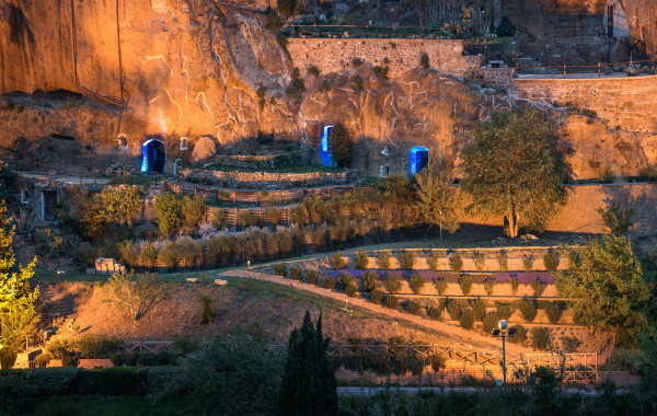 Outdoor area and caves