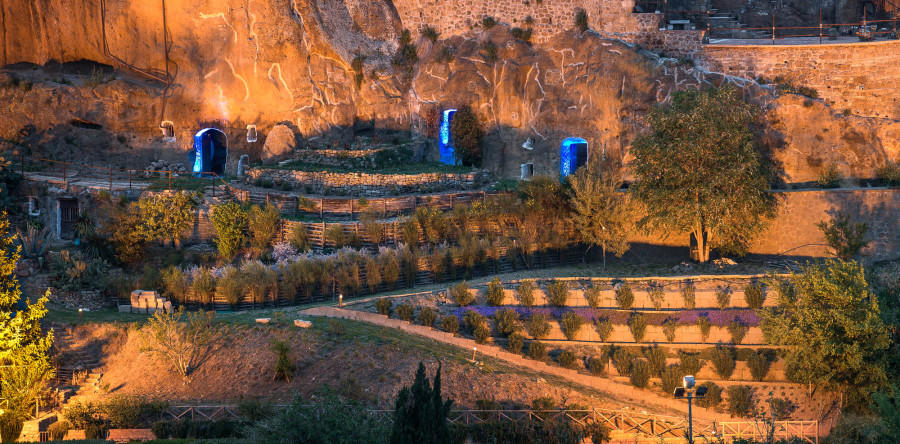 Outdoor area and caves